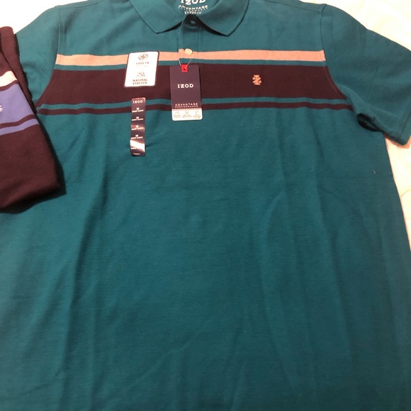 IZOD Polo Shirts in light blue, deep lagoon and peacoat shorts sleeve - Picture 4 of 9